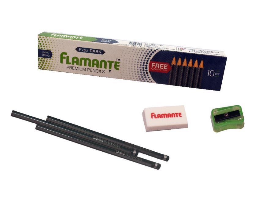 Flamante Extra Dark Extra Strong Pencils Product Features Soft Wood Extra Strong Lead 2B Lead Edge Easy to