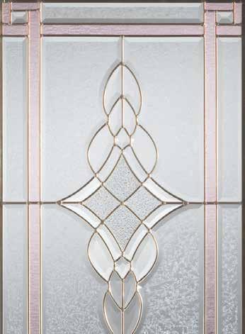 1420 Art Deco Stained Glass Collection Four types of colored, textured and beveled glass are combined with a sensual caming design to create this contemporary look for your home s entrance.