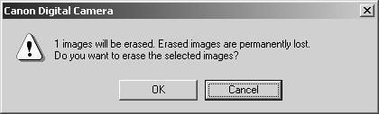 Working with Selected Images Erasing Images Use the procedure below to erase unwanted images from a CF card or your computer. 1 Click the [Erase Image] button.