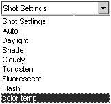 Processing RAW Images Setting the Color Temperature You can set the white balance color temperature to a value between 2800K and 10000K (in 100K increments).