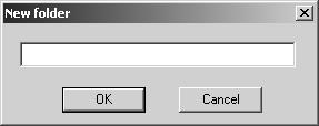 Saving Images \ Clicking the [New folder] button opens the [New folder] dialog box. You can create a new folder inside the selected folder by entering the folder name and clicking the [OK] button.