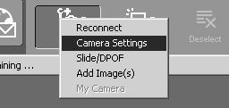 Specifying the Camera Settings In the Camera Settings dialog box, you can specify Basic Settings such as Owner s Name, and Date and Time, and you can also use the Personal Functions and Parameters to