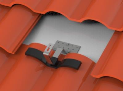 2. Rest the base of the EZ Tile Hook over the center of the rafter and mark center of holes.