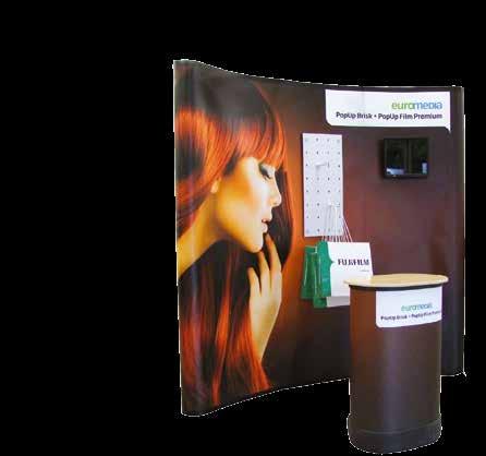 PopUp Display POPUP BRISK The complete solution: modern, easy to assemble, stable! The curved PopUp Brisk is an extremely high quality manufactured PopUp system.