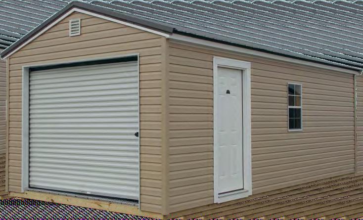 GARAGE Wood Roof Color: Rustic Red Vinyl Roof Color: Charcoal Side Color: Wicker Elite Series Vinyl Siding Your #1 Backyard S t or age Solu t ion!