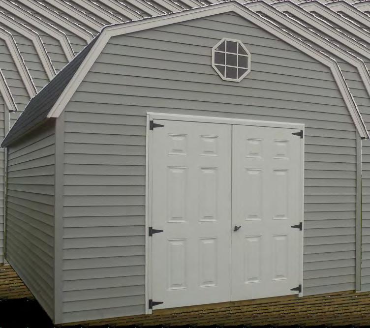 LOFTED BARN Wood Roof Color: Weather Wood Vinyl Roof Color: Black Side Color: Dover Gray Elite Series Vinyl Siding Your #1