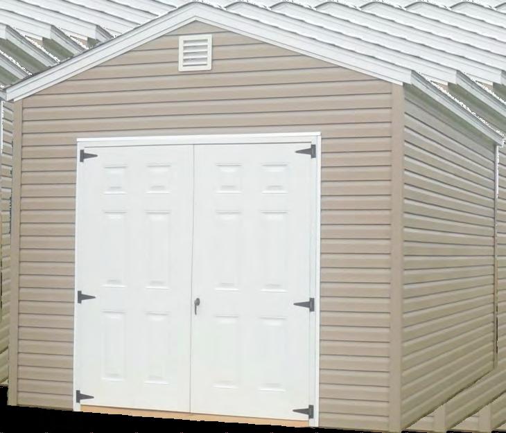 UTILITY Wood Roof Color: Gallery Blue Vinyl Roof Color: Brown Side Color: Pebble Elite Series Vinyl Siding Your #1 Backyard S t or age Solu t ion!