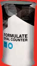 Formulate Oval Counter -Easy and quick to assemble using silicone edged graphics -Black table top included -32mm aluminium tube Product Visible Graphic Area Total