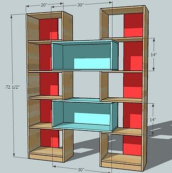 office [8] Skill Level: Intermediate [9] Style: Modern Style Furniture Plans [10] Estimated Cost: $100-$150 [11] Dimensions: 72" Tall x 12" Deep and up to 60" wide Dimensions: For 1 Side Bookcase,