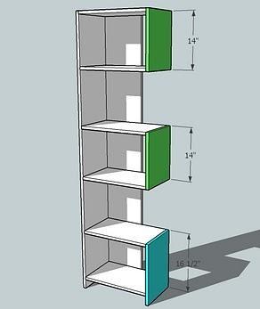 [20] Cubby Sides. Attach the cubby sides as shown above. Keep outside edges flush.
