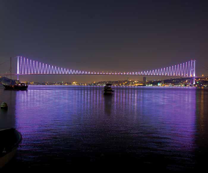 Example 6 Creating Points of Light that Connect Two Continents The Bosphorus Bridge connects Eastern Europe to Western Asia, and is one of the most recognized (and busiest) bridges in the world.