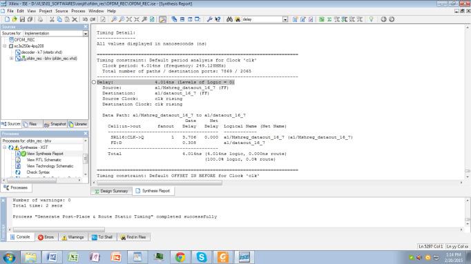 Output screenshot showing simulation waveform for optimum