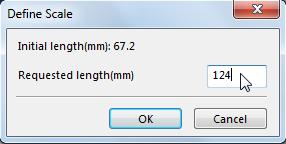 You see the Define scale dialog; the Initial Length field tells you the current dimension of the image. 4 Click, hold, and drag from left to right, to measure the width of the image.