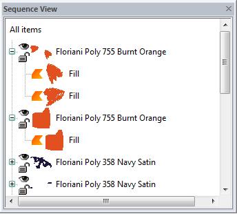 Moving a segment to the previous or next color Floriani Total Quilter allows you to automatically move a segment to the previous or next segment group or layer that has the same thread