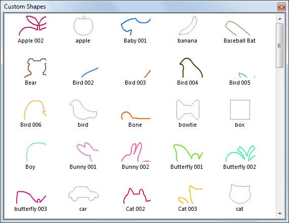 90 CHAPTER 7 Drawing Lines, Shapes and Artwork Adding Custom Shapes to Designs You can easily add pre-installed custom shapes to design files as well as add your own custom shapes.