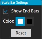 Scale Bar/Scale Bar Settings: Display Scale Bar switches the display of the scale bar in the Viewing area on and off.