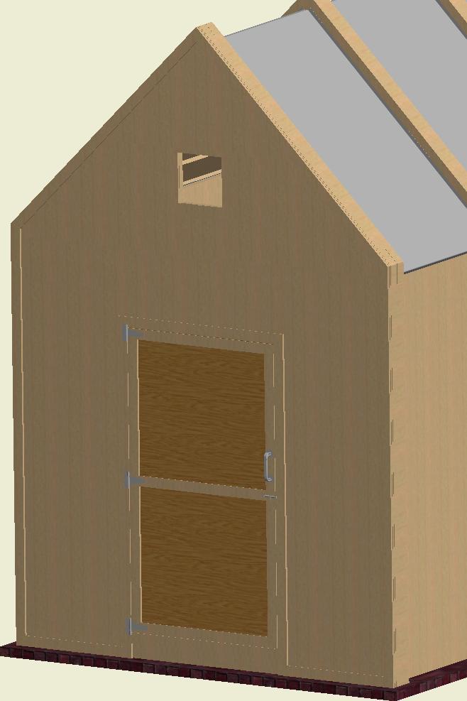STEP 9 Front Door Assemble And Installation 9.1 Assemble the frame from the pressure-treated lumber with cross section 2 1/2 x 1 1/2 " with 5" wood screws according to the drawing.