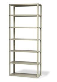 Individual shelves are 18 gauge preformed plate steel Shelves are constructed of 18 gauge plate steel and are adjustable in 1 ½ increments Units are delivered assembled and ready to use Finished with