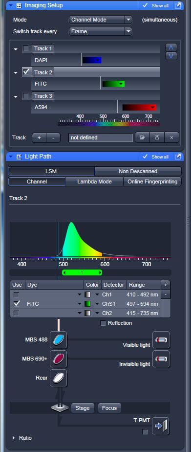 Acquisition Tab Setup Manager Imaging Setup (cont.) Track refers to the dye(s) that are being detected and enables or disables them by their selection. A maximum of four tracks can be created.