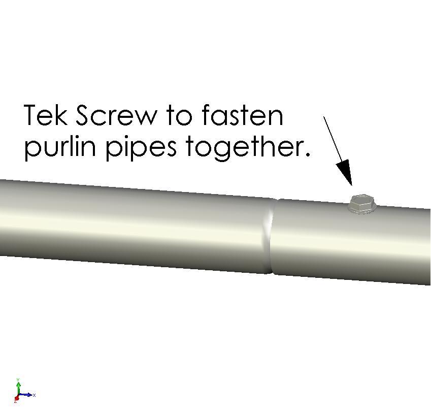 10 Step Seven- Purlin Pipe Assembly. The pipe used for purlin is 1.315 in diameter. Side panel pipe (per side)- 2 x 75 swaged 1 x 73.