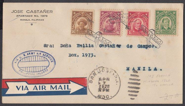 Manila to San Jose with 29 January 1928 San Jose receiving Duplex on front. Generally fine condition. $20.