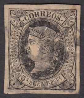 00 Spanish-Philippines 1868 3-1/8c Queen Isabella Official Used PTS4-09. Scott #35. Used single stamp with Provincial Crown Cancel.