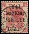 The Unique Replaced 1891 Variety with 9 Inserted by Hand 3103 3103 1891 Jubilee 2c. carmine, variety lower line of overprint 1841 corrected to 1891 with 9 inserted by hand, cancelled by Hong Kong/A c.