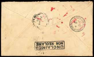 1938 validity period for postal use of the 5c. postal fiscal (with mail posted late on the last night still accepted and showing an early morning 21.1 c.d.s.) and unclaimed mail ultimately returned permanently to the sender.