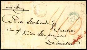 d.s. on reverse, charged 24 (décimes). 3008 1858 (26 Feb.) entire letter from Jardine Matheson, Hong Kong to Bombay (23.
