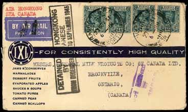 3393 3389 1941 (4 Dec.) printed-matter envelope from Canton to Philadelphia, U.S.A. (4.8.43) bearing Dr. Sun Yat-sen 20c.