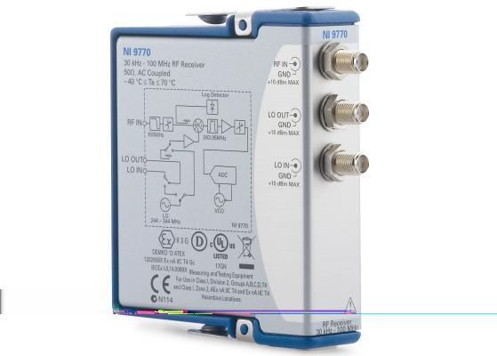 DATASHEET NI 9770 30 khz to 100 MHz, 50 Ω, AC Coupled RF Receiver Module 1-channel, 320 ks/s Support for RF emissions measurements from 30 khz to 100 MHz Software-selectable bandwidth from 3.