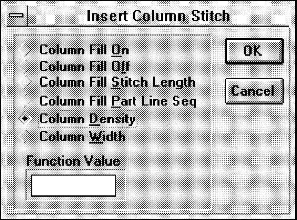 For those functions that require a Function Value (Stitch Length, Partition Line Sequence, Density, or