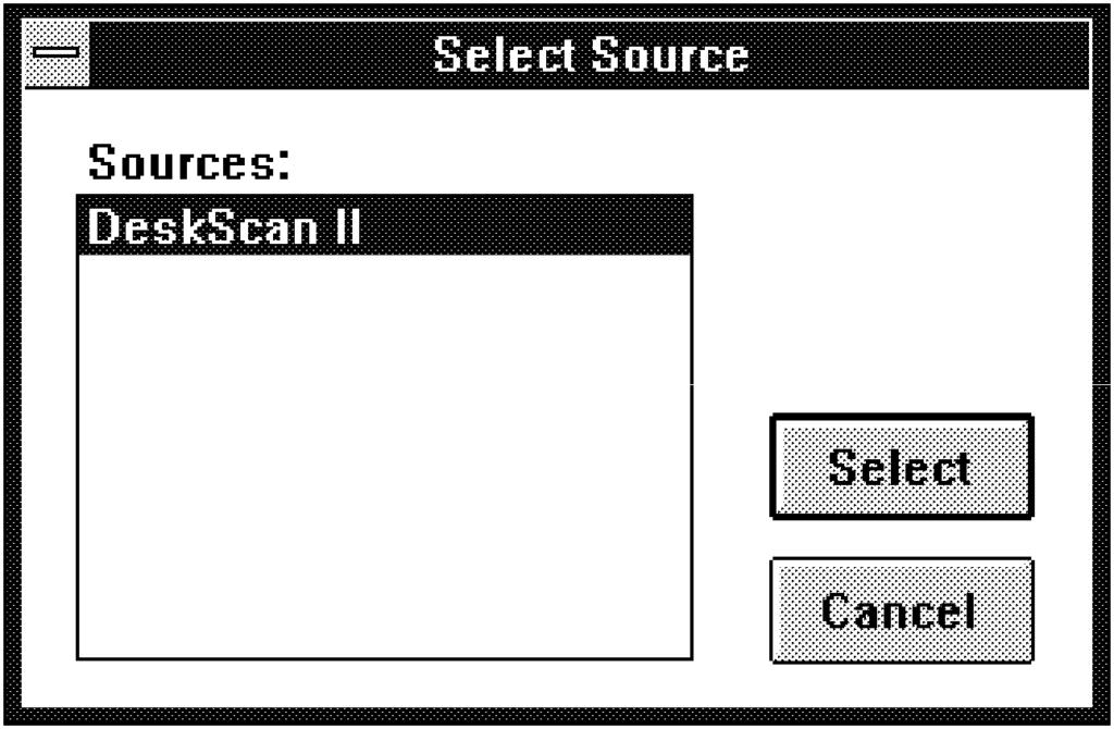 Select Scanner 7-11 The Select Source dialog box will appear (see Figure 7-9) showing the available TWAIN compatible scanners associated with your system.