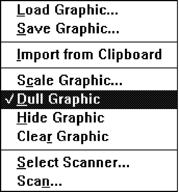 Dull Graphic 7-17 Dull Graphic When selected, this will reduce the intensity and color saturation of your image to make it easier to see your stitches and mark points as you digitize.