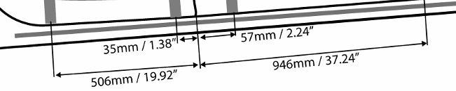 Fig. 2-3 (b) Measure 57mm forward and place a vertical piece of tape on the front door approximately 350mm long.