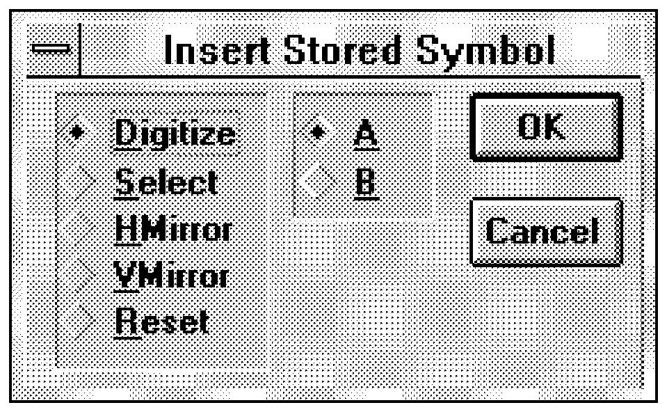 In addition, you may elect to mirror the horizontal axis or vertical axis of the selected symbol by selecting HMirror or VMirror respectively.