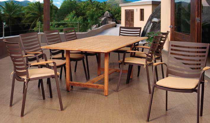 RINJANI RECTANGULAR TABLE WITH SUMBAWA ARMCHAIRS AND BENCHES.