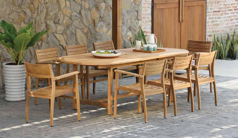 DIAN DELUXE DOUBLE LEAF EXTENDABLE OVAL TABLE WITH SINGAPORE CHAIRS.
