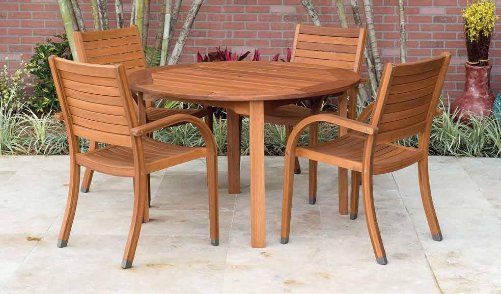 MILANO ROUND TABLE WITH CATALINA STACKING SIDE CHAIRS.