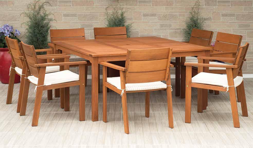 LEYLAND EXTENDABLE RECTANGULAR TABLE WITH CATALINA ARMCHAIRS.