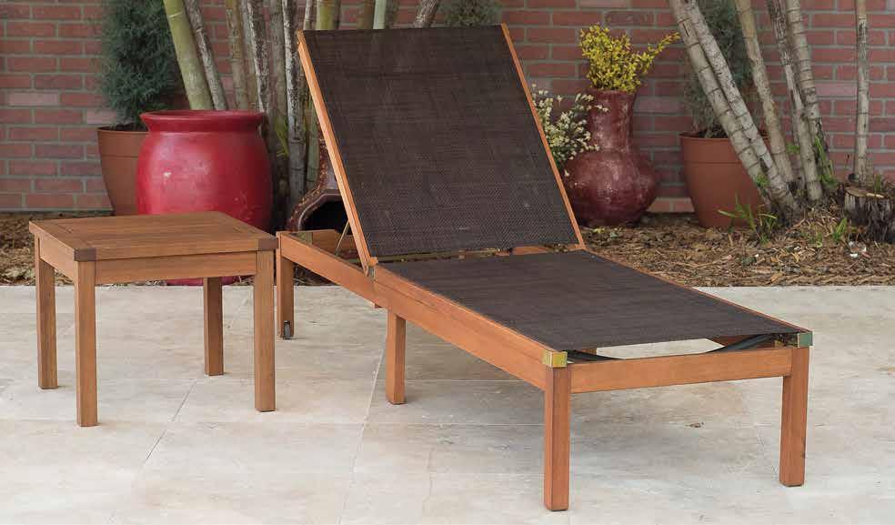 KINGSBURY CHAISE LOUNGE WITH SIDE TABLE EUCALYPTUS WOOD