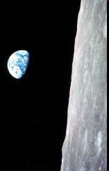 Earth rising over the lunar surface, one of the most famous images of the 20th century.