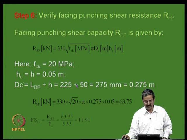 (Refer Slide Time: 34:58) Then punching failure is again there is an expression, simple expression for punching which they have done based on mechanics