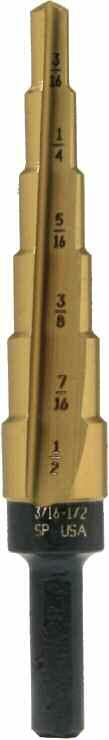 Black & Gold Specialty Tools - Step Drills Quick Release, TiN Coated TYPE B78-AG 3- FLATTED SHANK Hole No.