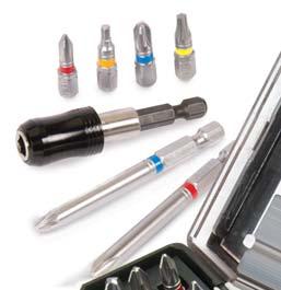 Assorted screwdriver bit set for a wide range of applications, including a selection of mini bits with
