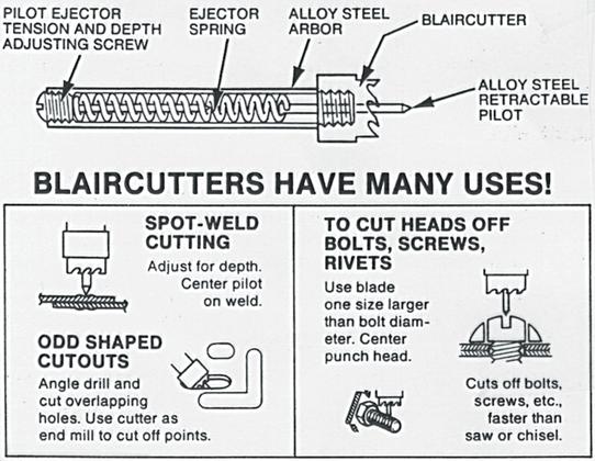 Saw Blades & s 3 CUTTING BLAIRCUTTERS 0.055 BLAIRCUTTER KIT (Blair No. 13218) comes in a handy plastic case and contains 1/4, 5/1, 3/8, 7/1, 1/2, 9/1, and 5/8 diameter cutters as well as a (Blair No.