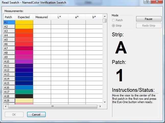 Yu can start measuring by clicking the Measure Swatch buttn t the left, right-clicking the ClrCheck jb and selecting Measure Swatch, r duble-clicking n the swatch jb and clicking the Measure... buttn. Figure 6.