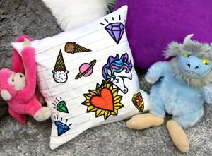 Let them color and customize their own pillow masterpiece. (Or color it yourself -- it is a very relaxing experience!