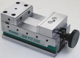 AMLFV-S COMPACT PNEUMATIC VISE Body Jaws Handwheel SCM440 steel Induction hardened Precision ground SCM440 steel Quenched & tempered Precision ground A5056 aluminum Anodized 2-M10 1.