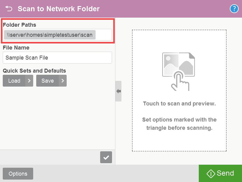Verify that Folder Path displays the network path as configured in the device s web